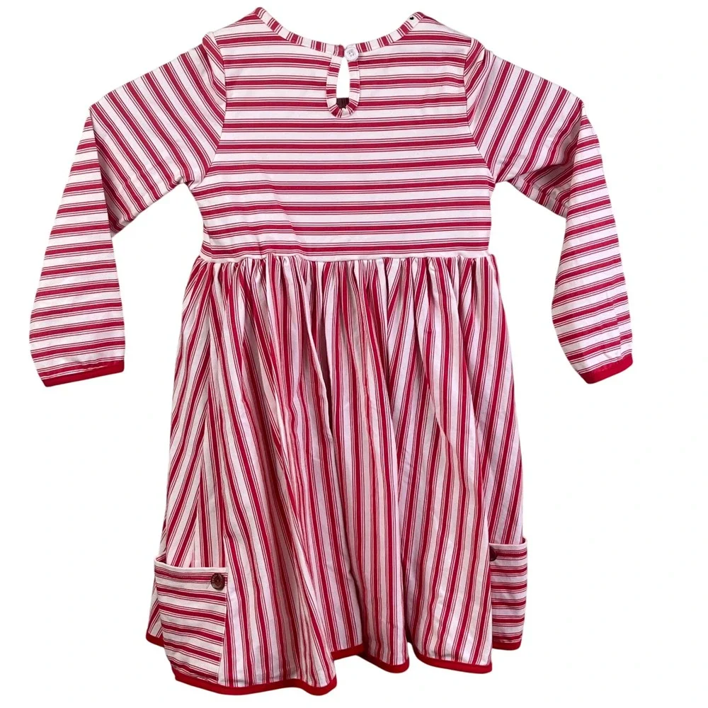 Swoon Baby Red Candy Striped Long Sleeve Pocket Knit‎ Dress Cottage 5 Girls